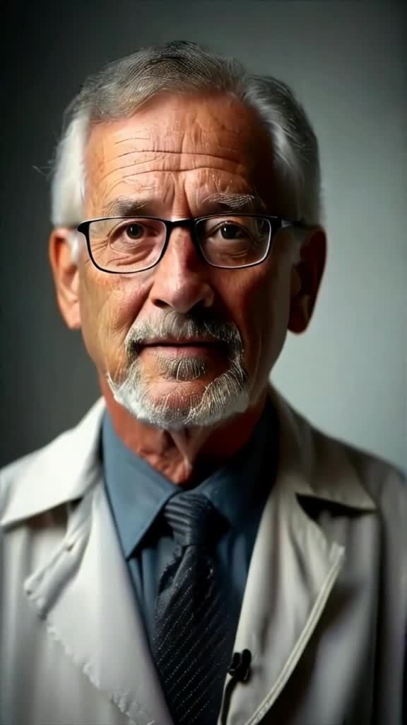 一位穿着白色外套、蓝色衬衫和黑色条纹领带的年长男性