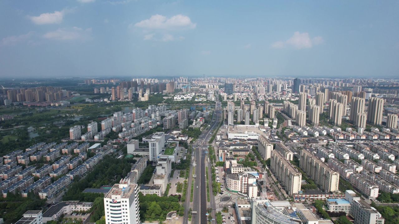 江苏宿迁城市风光地标建筑航拍 
