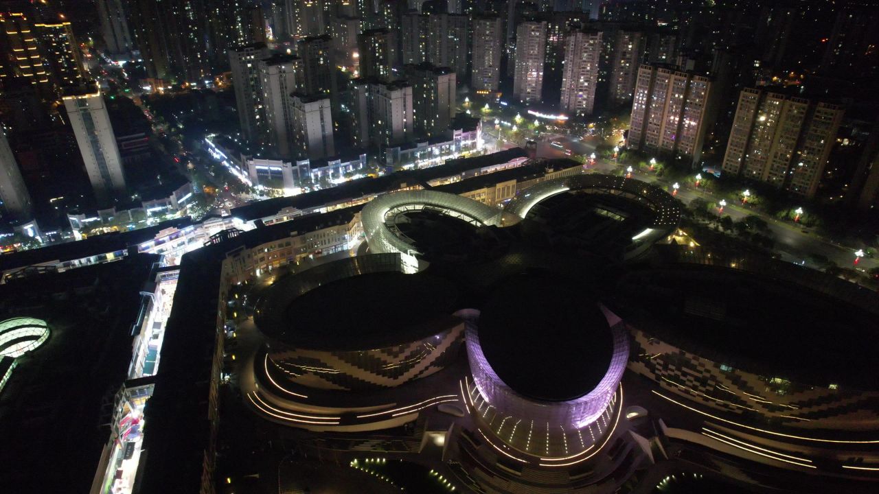 四川遂宁城市夜景灯光交通航拍