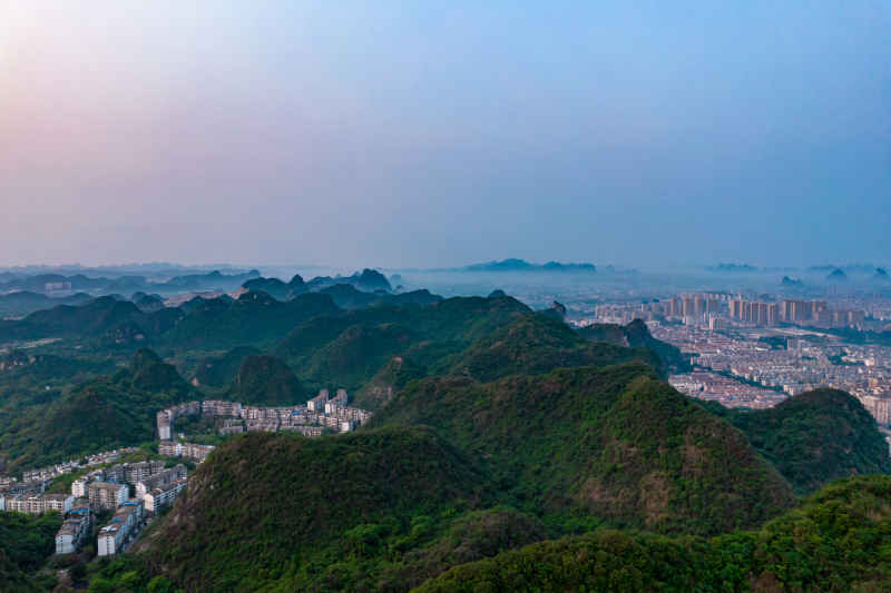 柳州城市清晨风光航拍