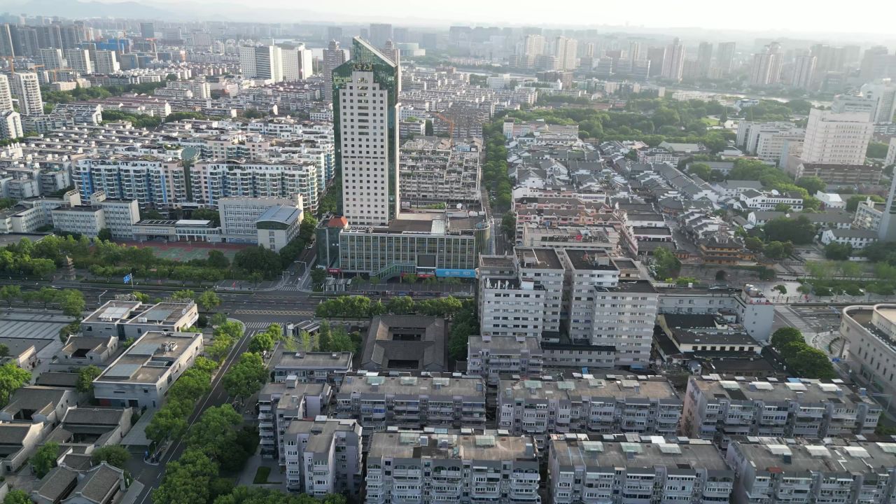 航拍浙江宁波城市风光宁波建设