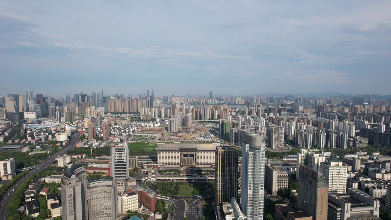 浙江杭州城市大景航拍