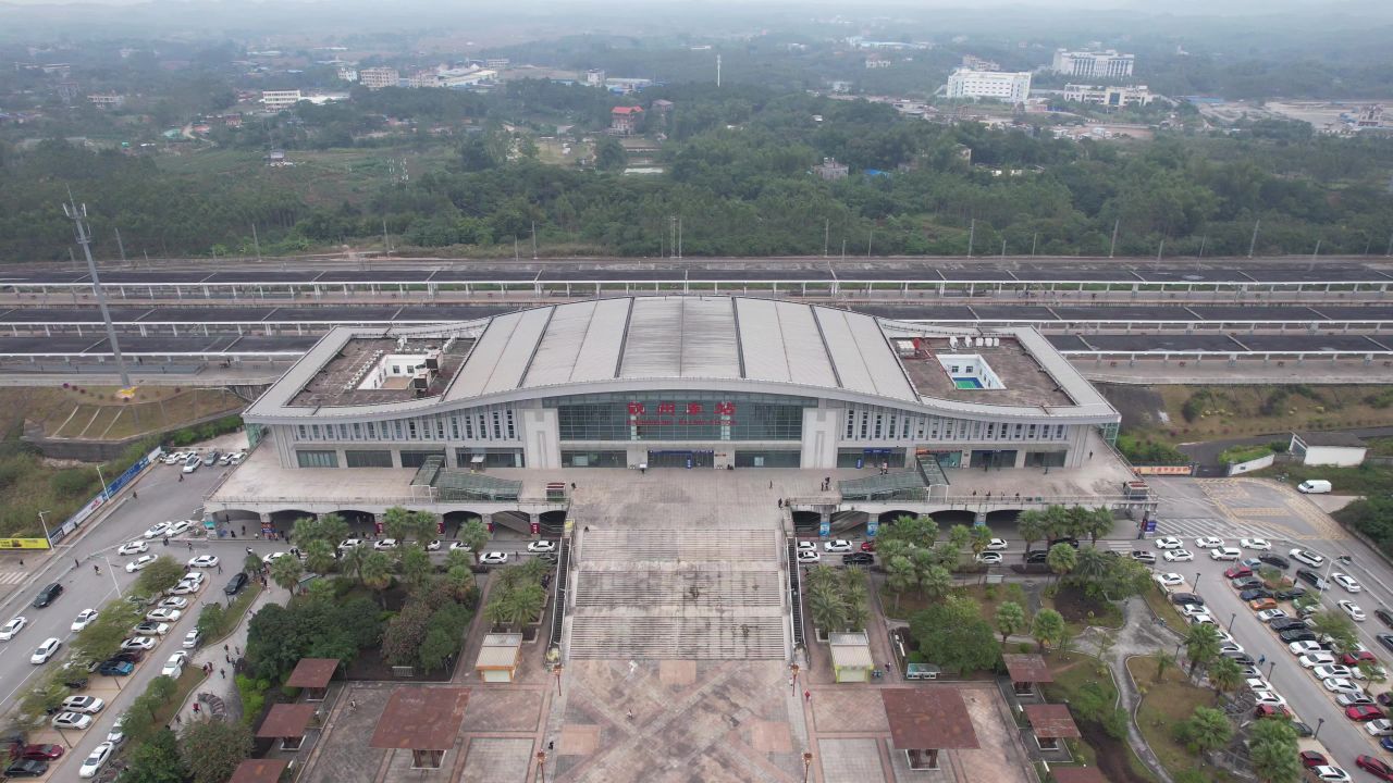 广西钦州火车站钦州东站航拍