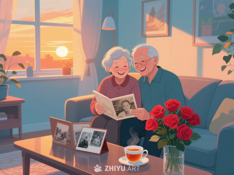 温馨时刻：老夫妇共赏旧照片 778