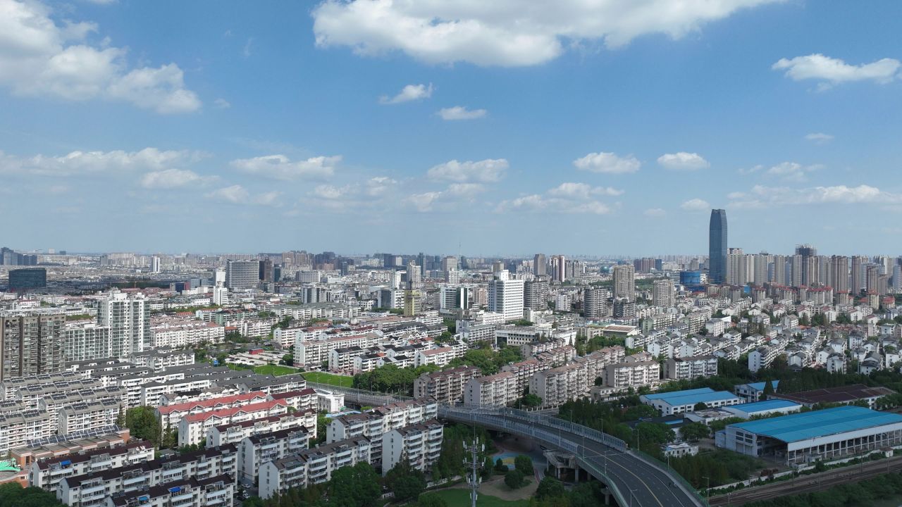 延时航拍昆山城市风光大景 2