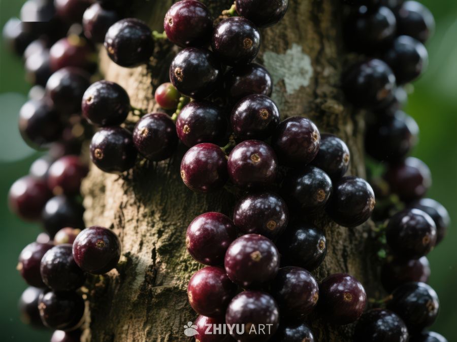 树上成熟的深紫色果实 535