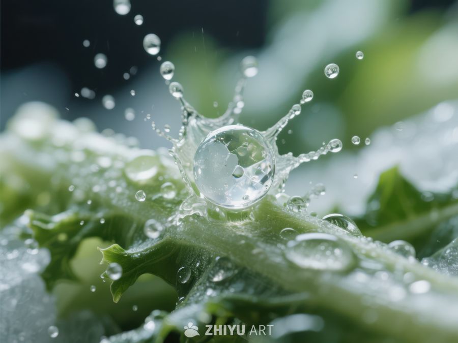 水滴轻溅，绿叶清新 1392