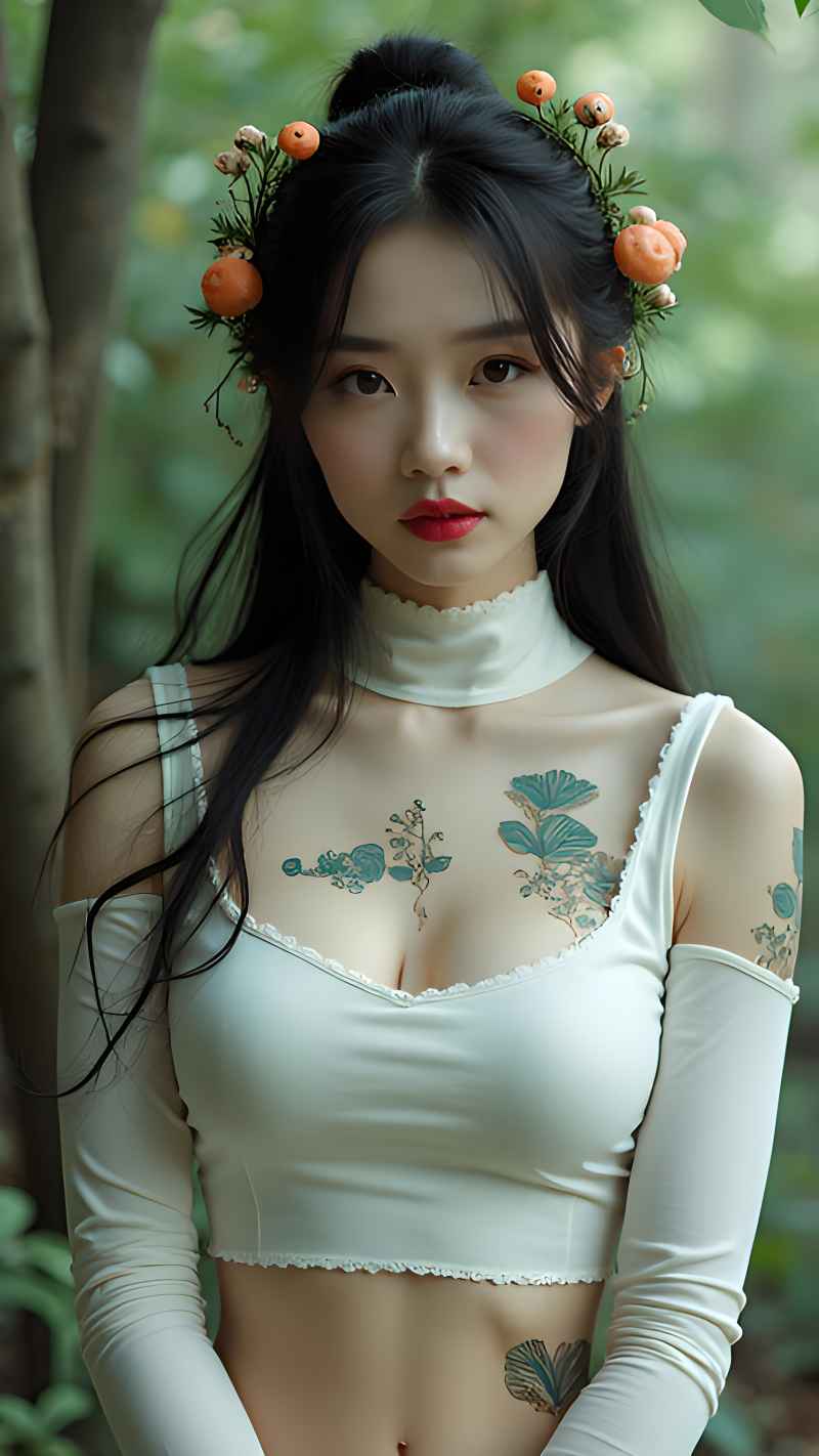 森林户外白色系列性感美女造型 36