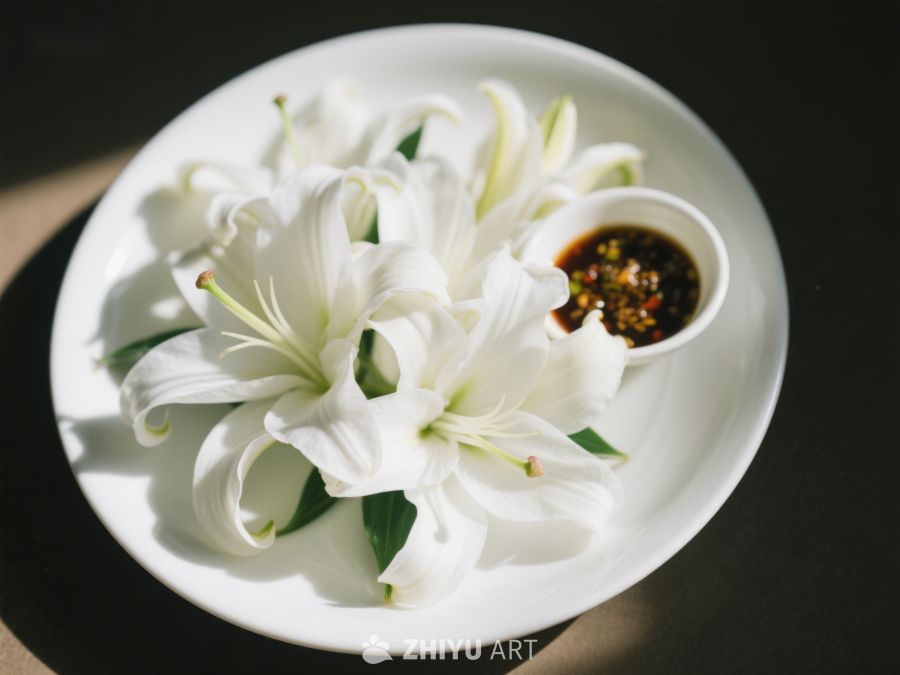 盘中白花与调味碟 265