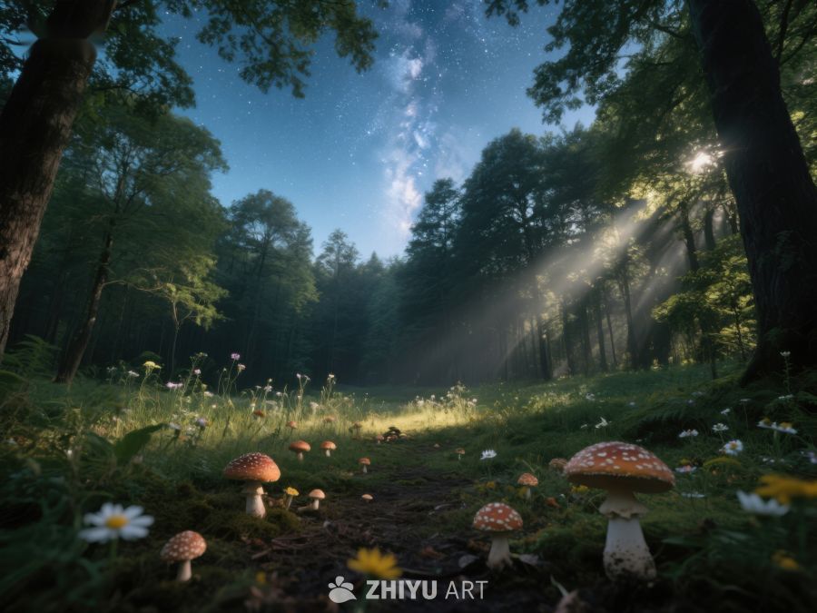 星空下的森林蘑菇小径 204