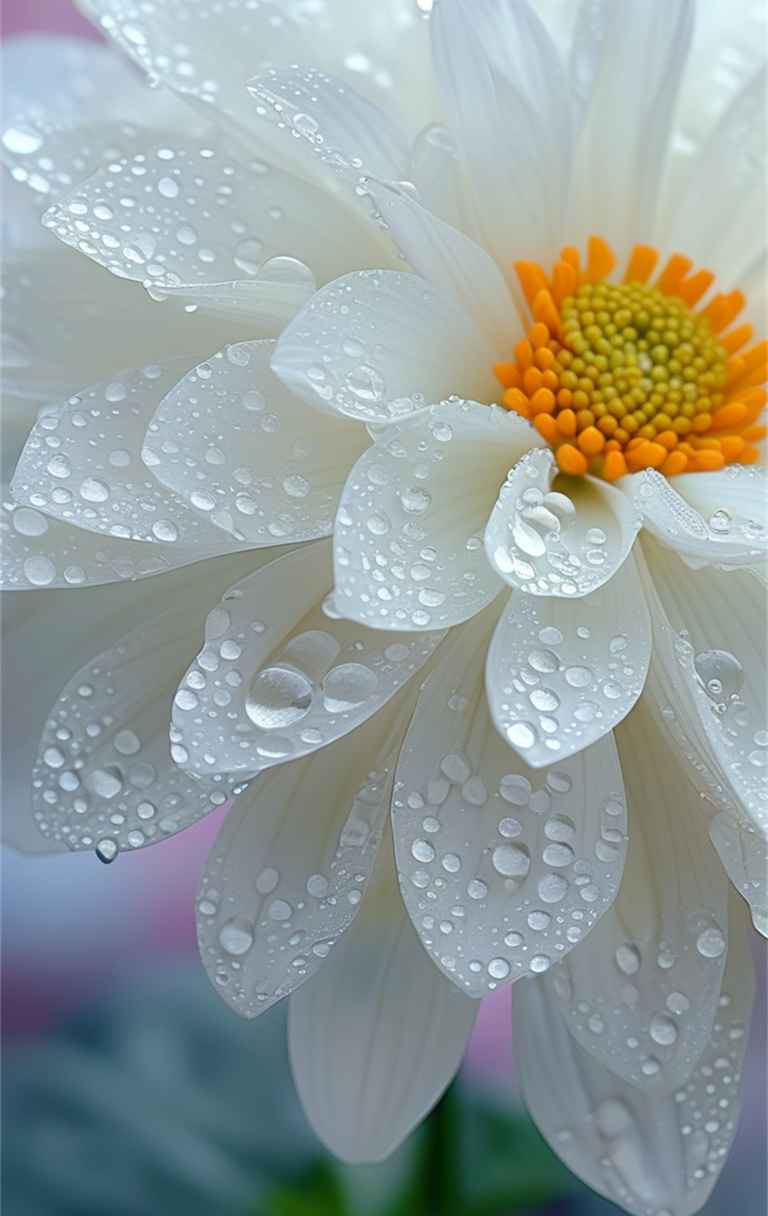 一朵白色艺术花，花瓣上有着晶莹的水珠 1