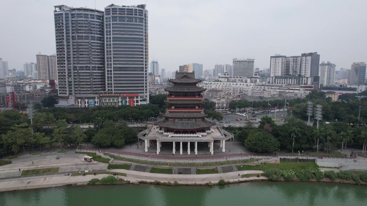 广西南宁畅游阁地标建筑航拍