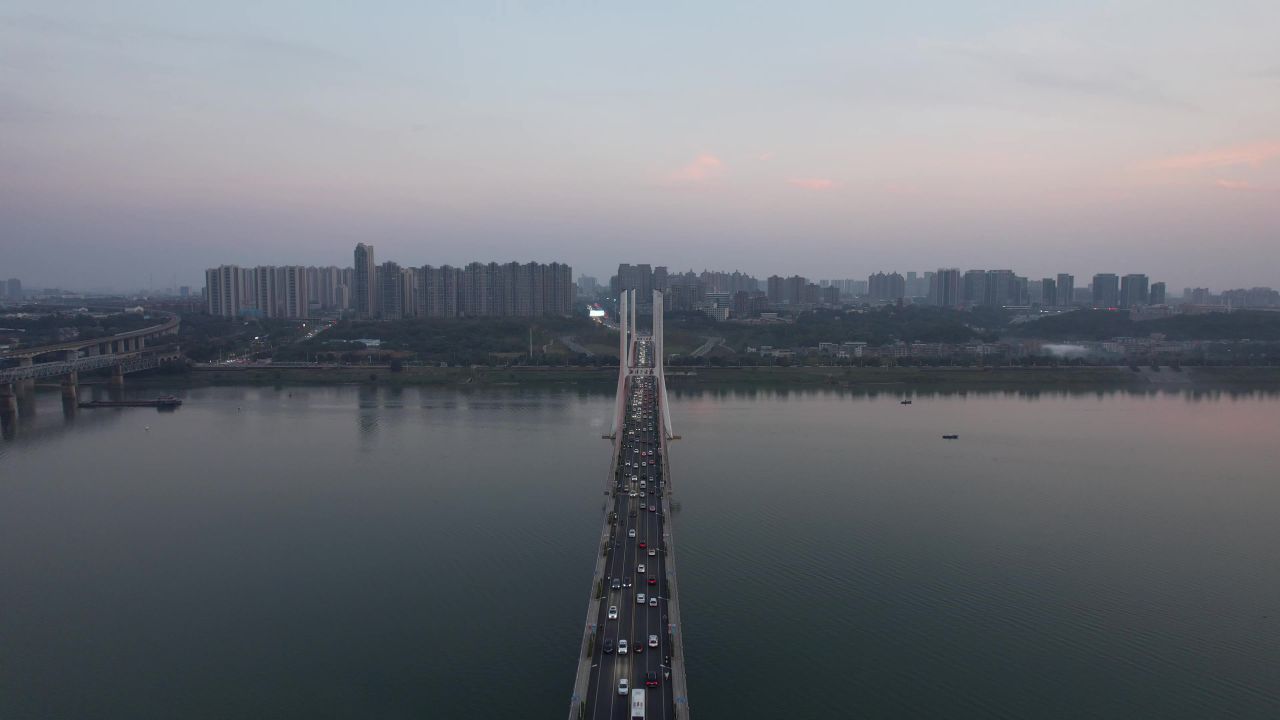 湖南湘潭城市风光交通建筑航拍