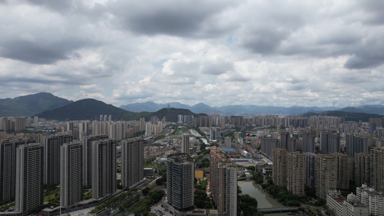 浙江温州城市风光航拍 