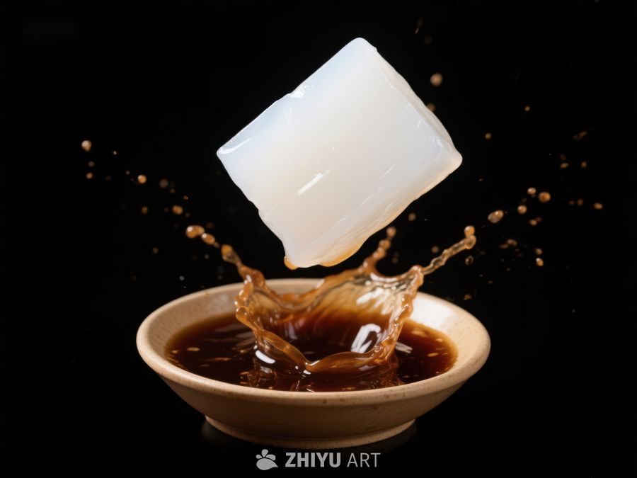 茶杯倾倒，茶水溅入碗中 64
