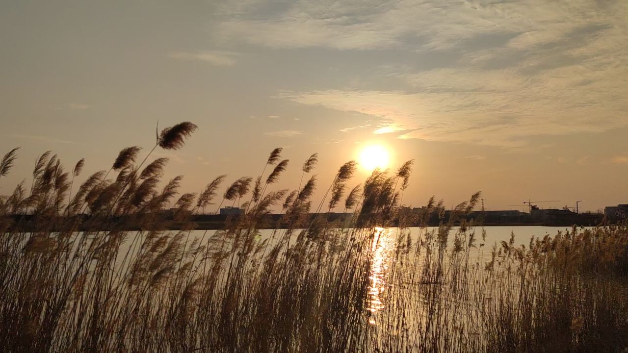 湖景夕阳