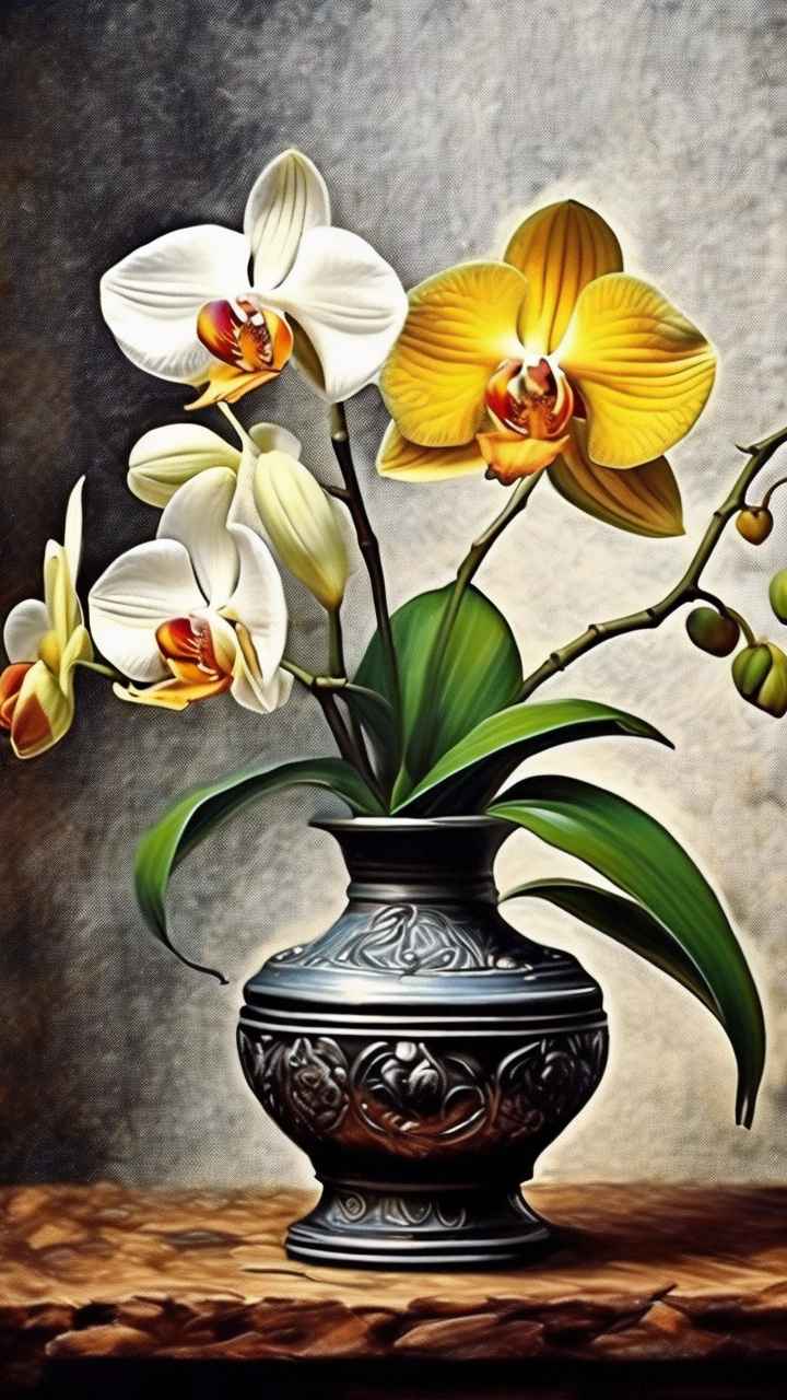 黄色兰花插画 4