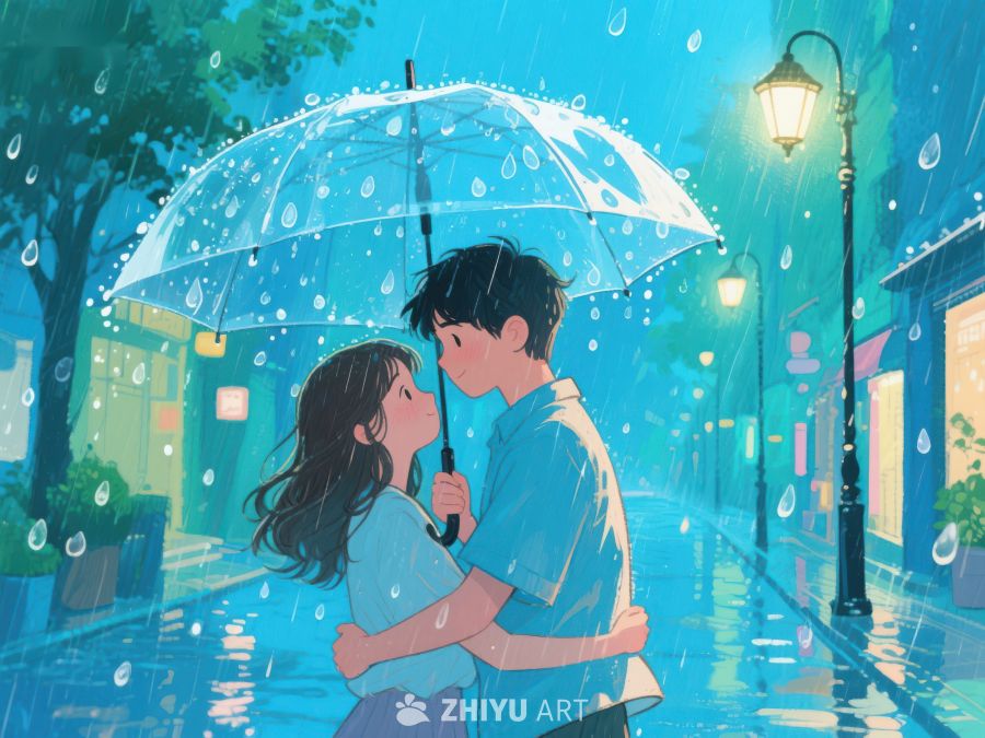 雨中情侣伞下相拥 1094