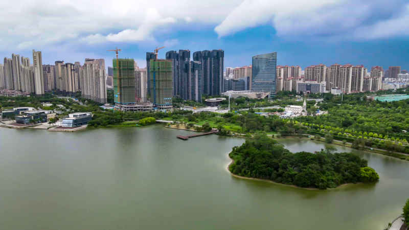 福建漳州城市风光航拍图 