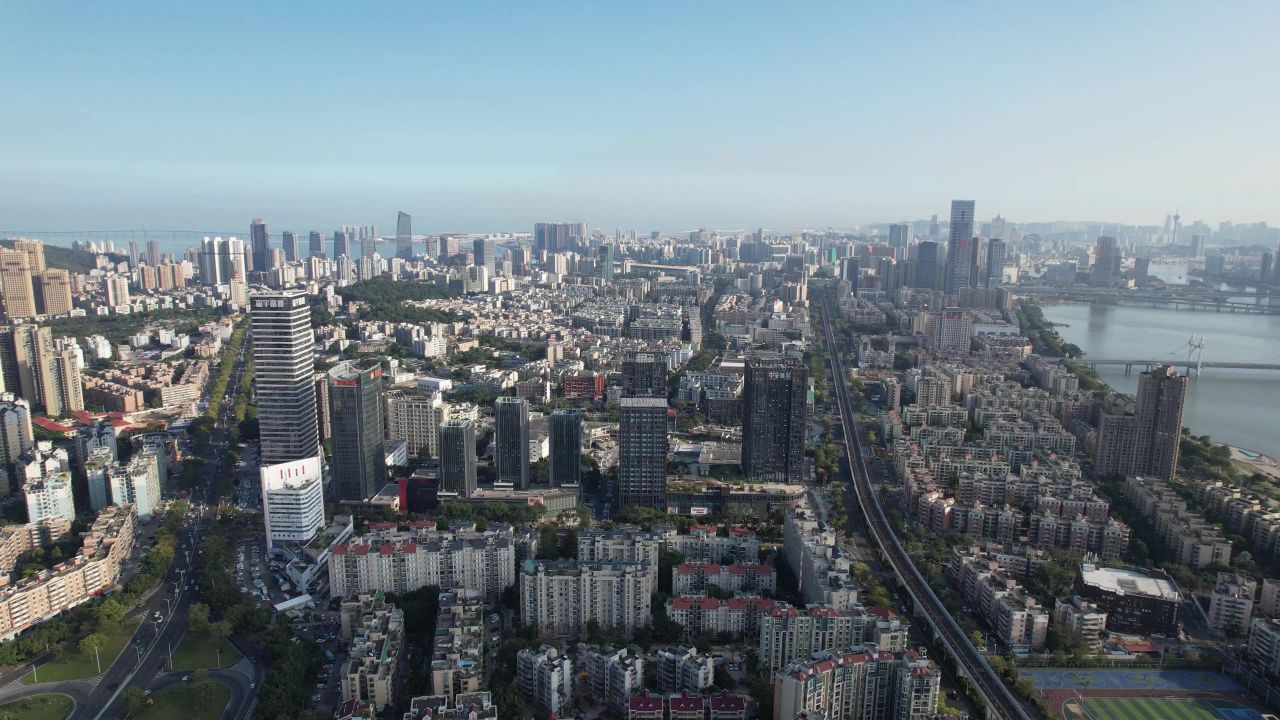 广东珠海城市风光航拍 