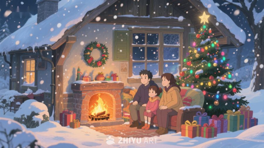 雪夜温馨家庭圣诞夜 384