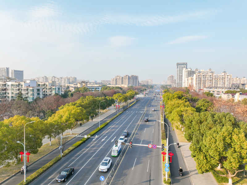 航拍昆山城镇道路风光新春氛围 59