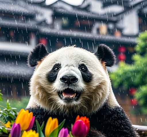 熊猫与花