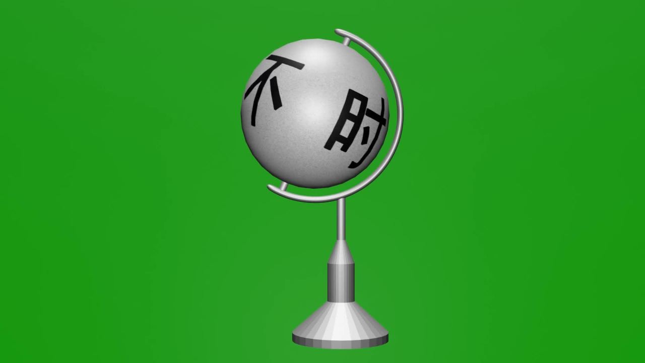 无限无缝循环仿地球仪时不我待旋转摆件绿屏抠像固定镜头