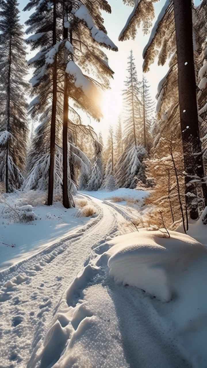 冬季背景图插画雪山雪景 74