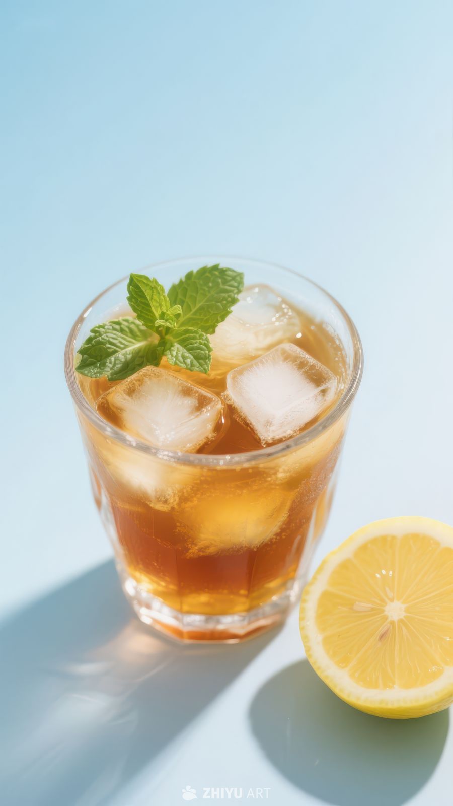 冰爽柠檬茶配薄荷
