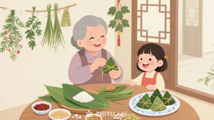 祖孙共度端午，包粽欢笑 549