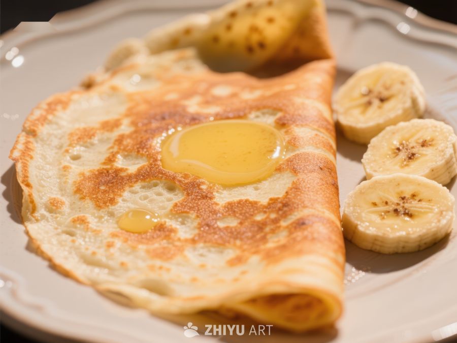 蜂蜜香蕉煎饼美食特写 256