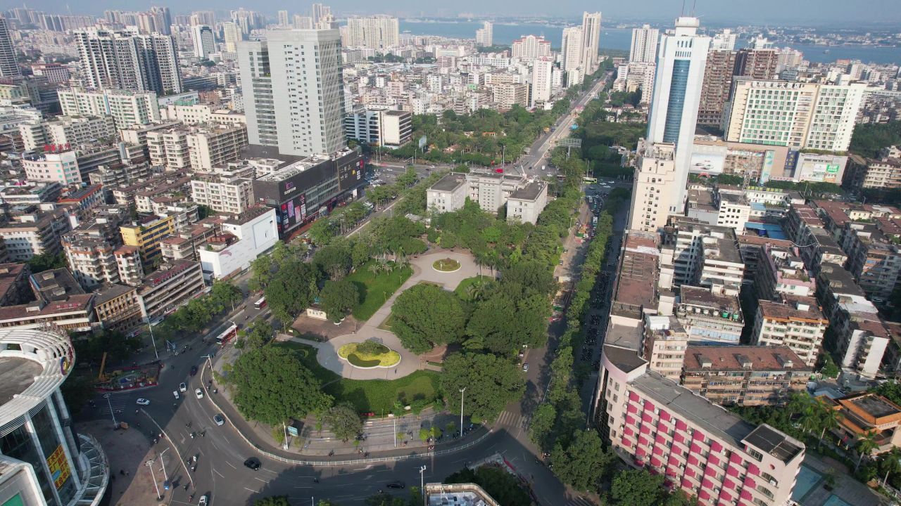 广东湛江城市风光航拍 