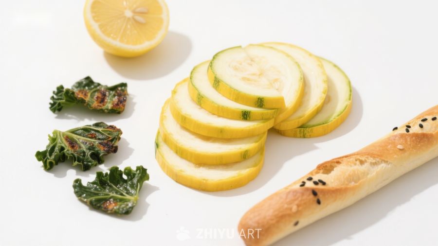 新鲜蔬果与面包摆拍