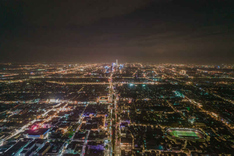 航拍 江苏 苏州 城市 夜景