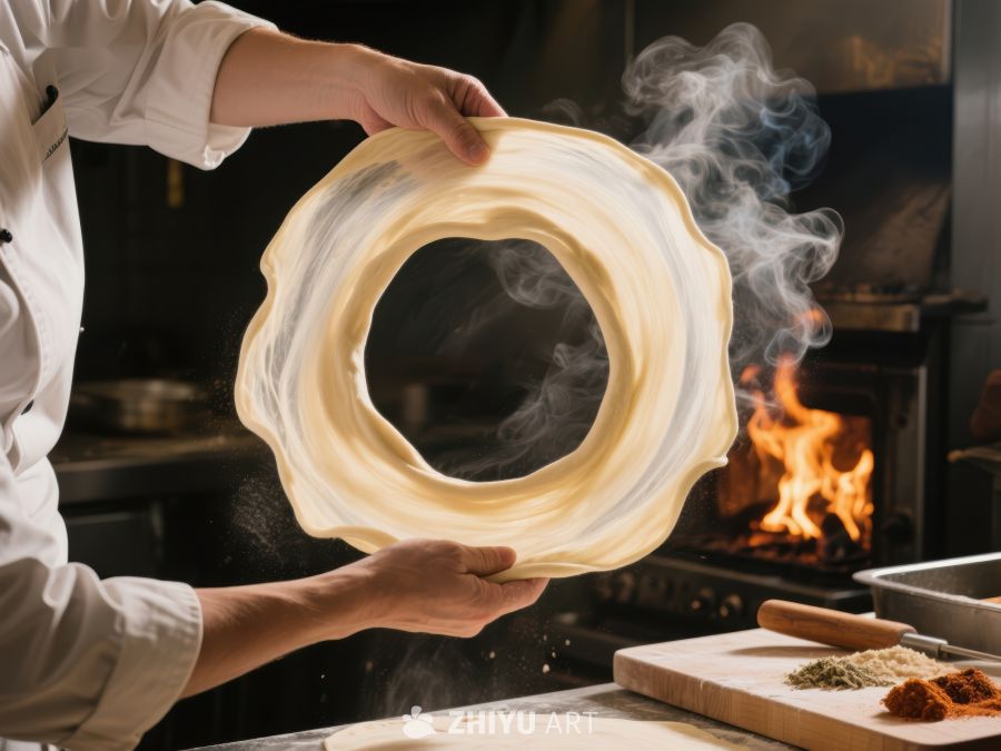 厨师展示烟熏环状美食 129
