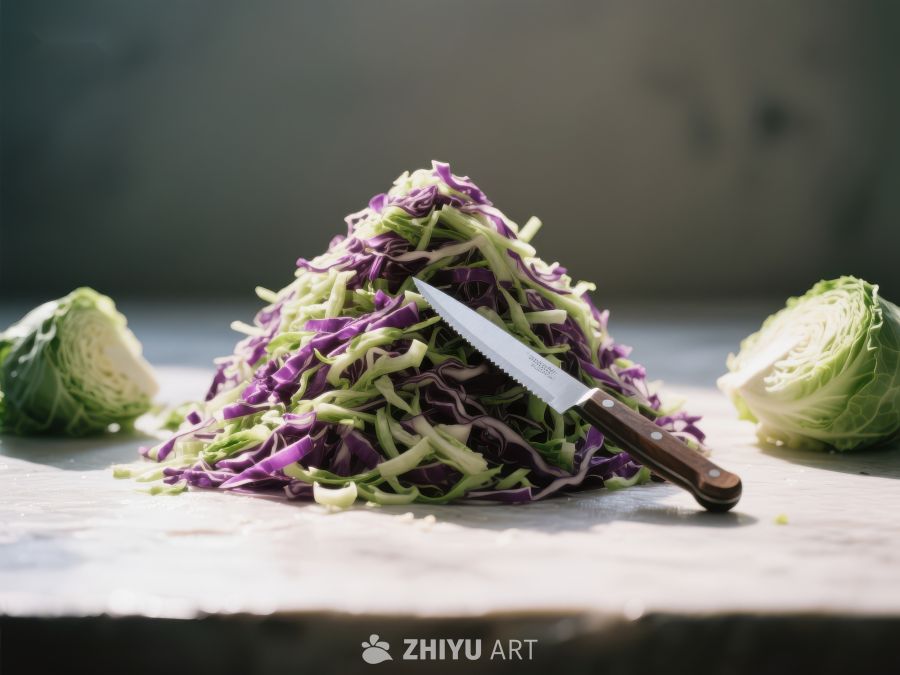 紫甘蓝与卷心菜切丝堆叠 618