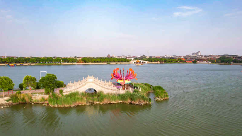 河南开封城市风光旅游景区航拍图 