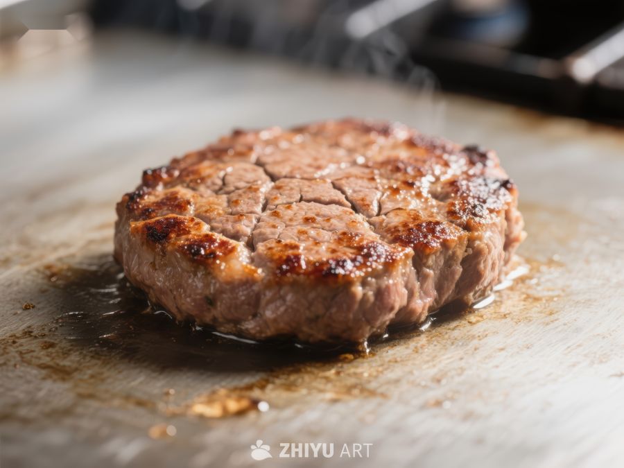 煎制中的美味牛肉饼