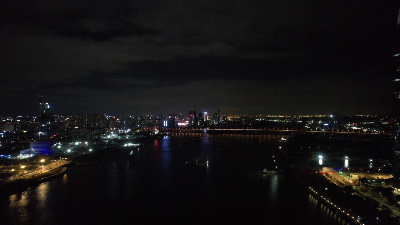 广州城市夜景万家灯火灯光航拍 