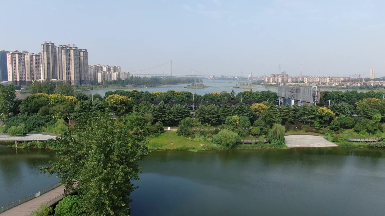  湖南岳阳洞庭湖风光航拍