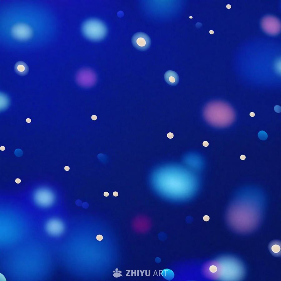 深蓝色的背景上散布着许多小的、发光的、色彩缤纷的星