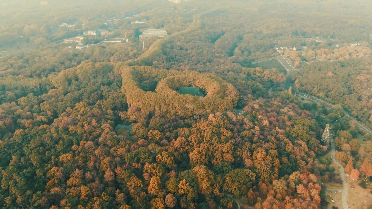 江苏南京中山陵秋天秋色航拍
