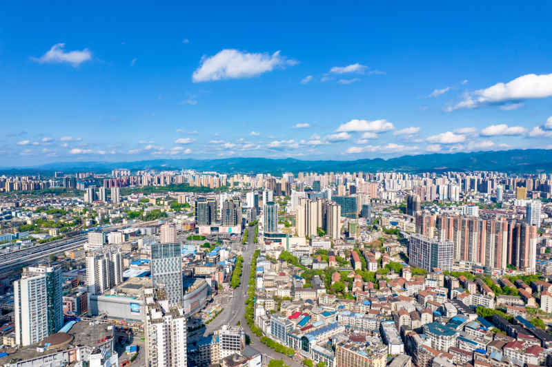 湖南湘西怀化城市风光航拍