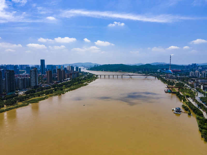 湖南株洲城市风光航拍摄影图