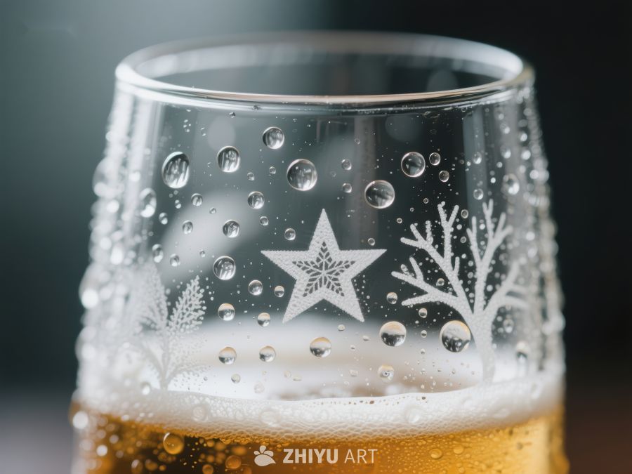 冰凉啤酒杯上的冬季图案 9