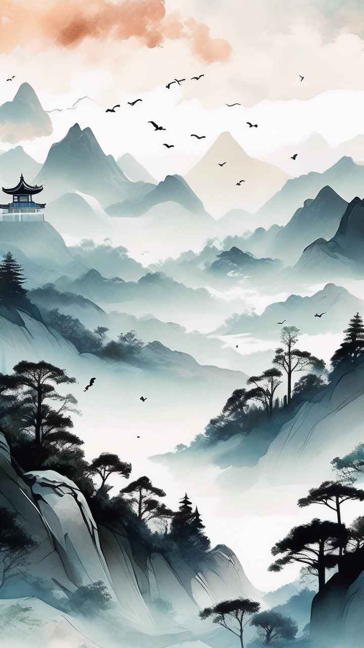 山水画国风背景 98
