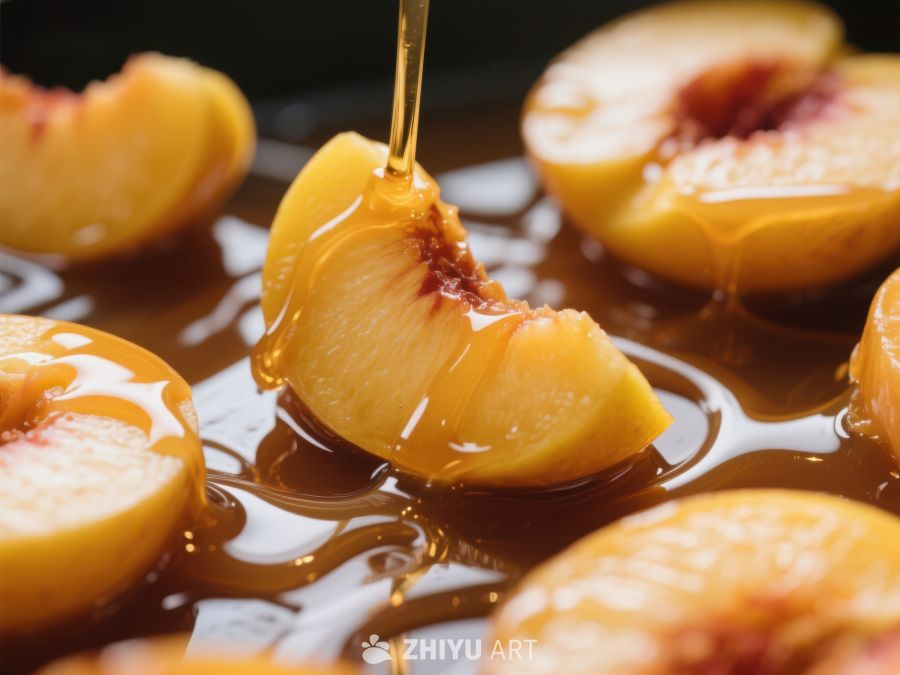 蜂蜜淋在切开的桃子上 244