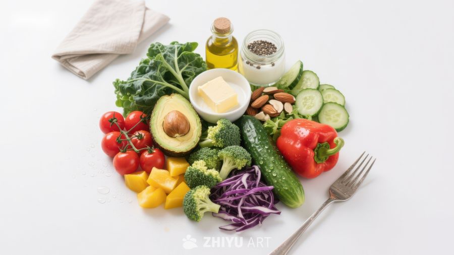 新鲜蔬菜与健康食材的组合