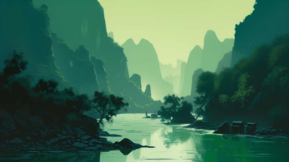 水彩风景绿色